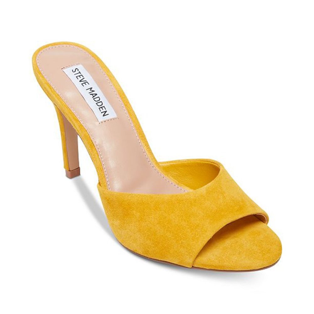 COPY - Steve Madden Erin Suede Sandal Heel Mule Yellow